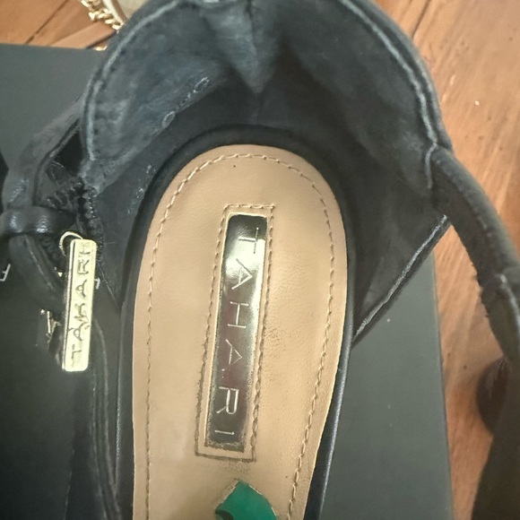 Tahari Black Open-Toe Leather Heels - Picture 3 of 4